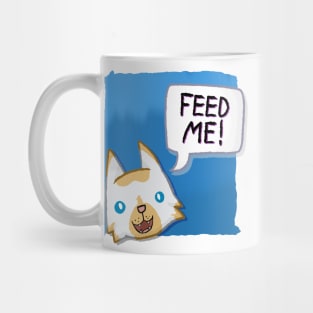 Feed Me! [Flame Point Cat With A Blue Background] Mug